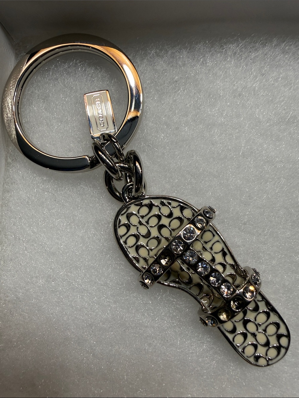Coach Silver-tone Key & Charm with Clear Crystal Accents NWOT with box - Picture 2 of 4